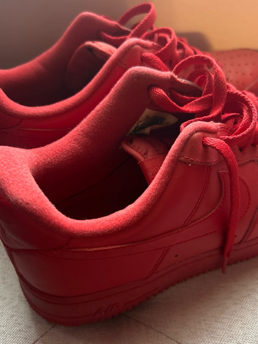 All-Red Low Top Air Force 1 Sneakers
